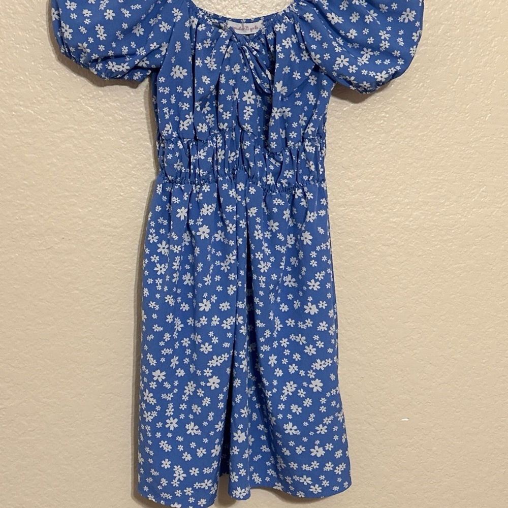 Popular 21 Girls Blue And White Floral Girls dress Sz 10
